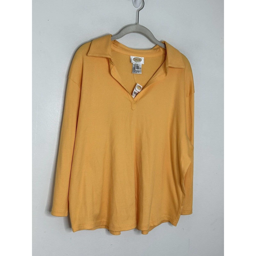 Talbots Sweater Womens Orange Pullover Top Knit Woven Collared Plus Sz 1X New - Picture 2 of 5